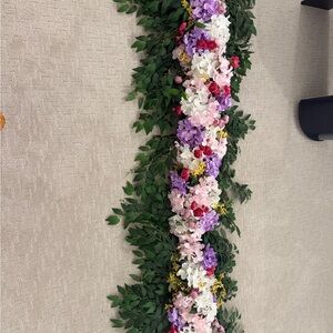 Floral Garland with Green Leaves